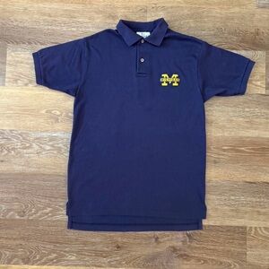 Navy Polo Shirt with Yellow Logo